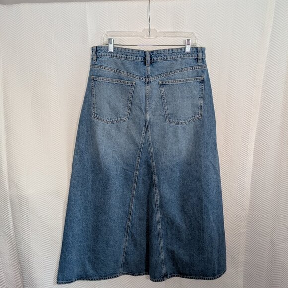 ZARA Blue Denim Maxi Skirt A-Line Size XL - Picture 3 of 7